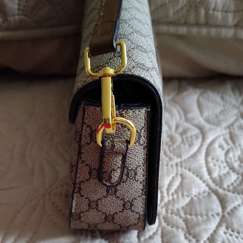 Chic Brown Patterned Shoulder Bag - image 4